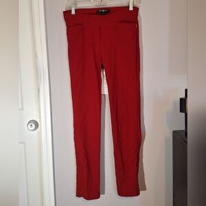 89th & Madison Vibrant Red Stretch Pants Leggings With Pockets
